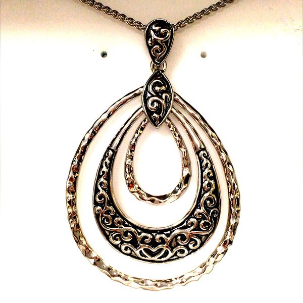 Sterling Silver  hammered multi teardrop pend 20 