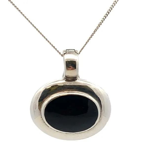 Sterling silver Black Onyx Oval pendant necklace Graham Jewelers Wayzata, MN