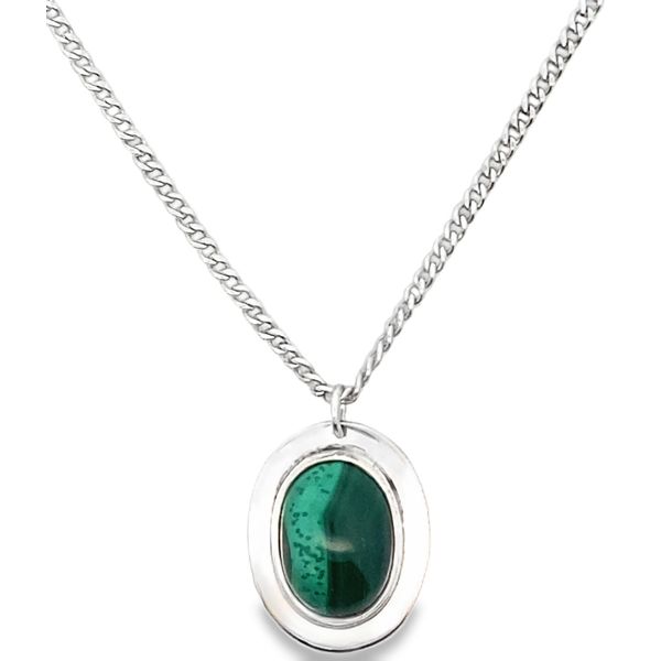 Sterling silver malachite Oval Cabochon necklace Graham Jewelers Wayzata, MN