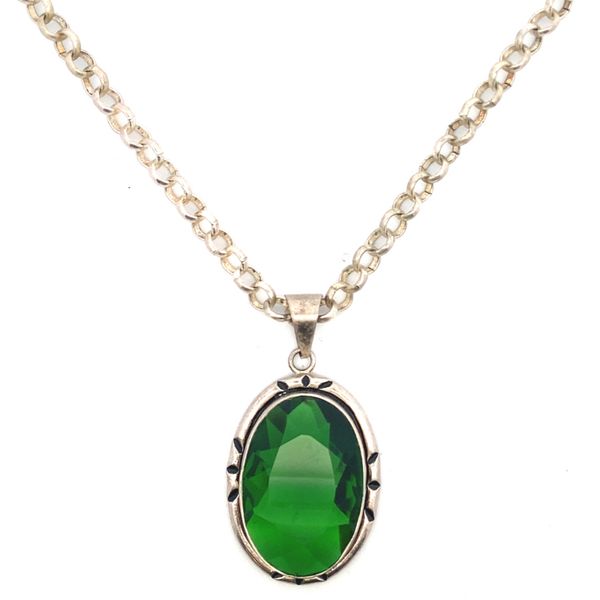 Sterling silver Chrome Diopside Oval Faceted pendant necklace Graham Jewelers Wayzata, MN