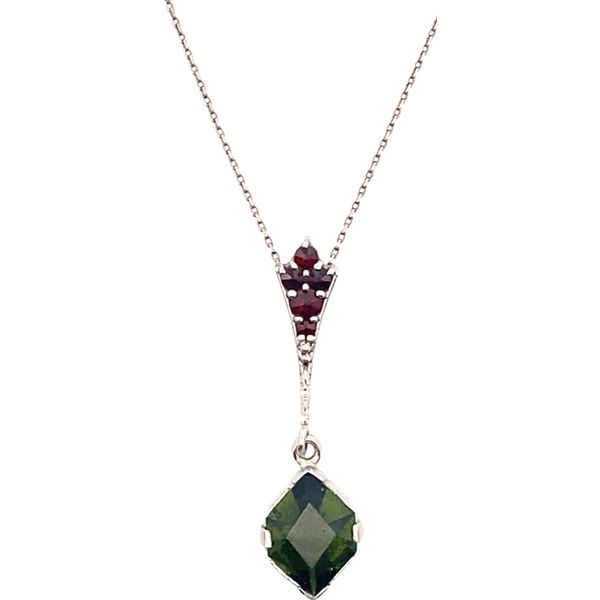 ESTATE Sterling Silver Green Quartz/Garnets Danglee Pendant necklace Graham Jewelers Wayzata, MN