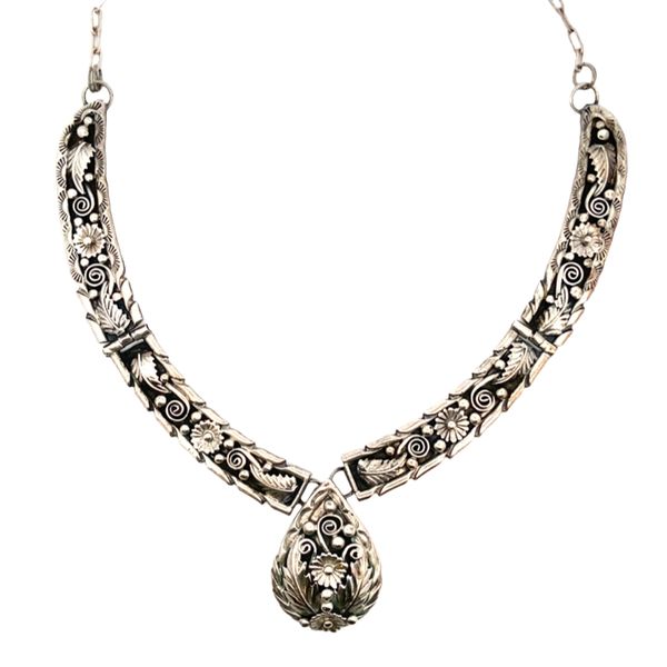ESTATE Sterling Silver Navajo Fred Adakai Ornate Floral Panel Necklace Graham Jewelers Wayzata, MN