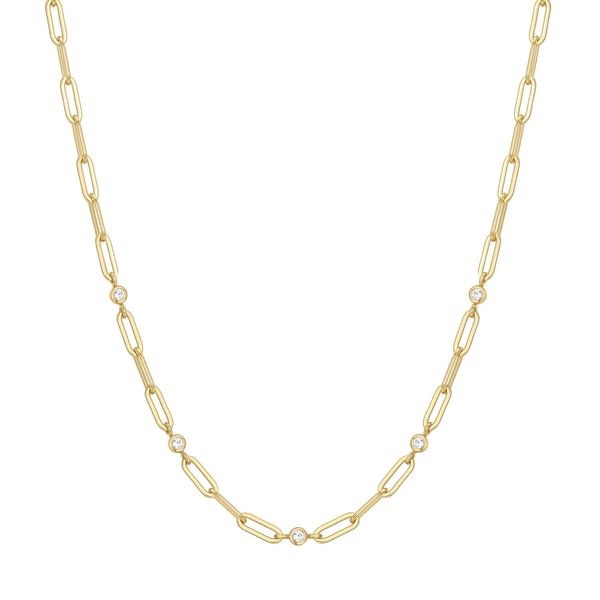 Ania Haie Gold Bezel Station Paper Clip Chain Necklace Graham Jewelers Wayzata, MN