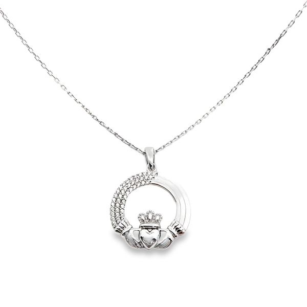 ESTATE 925 Claddagh necklace with cubic zirconia 18