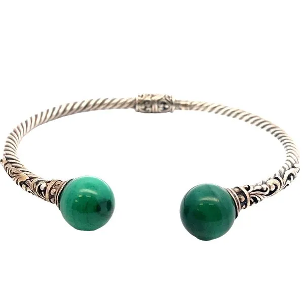 Sterling silver Samuel B Malachite balls articulated cuff Graham Jewelers Wayzata, MN