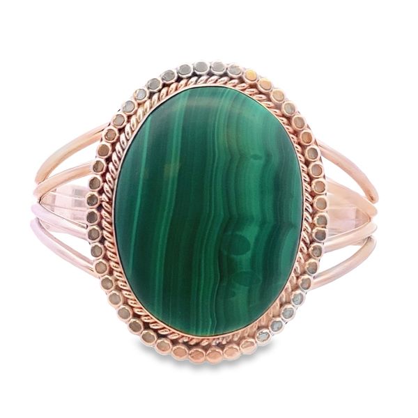 terling Silver Malachite Oval Cabochon Native American Cuff Graham Jewelers Wayzata, MN