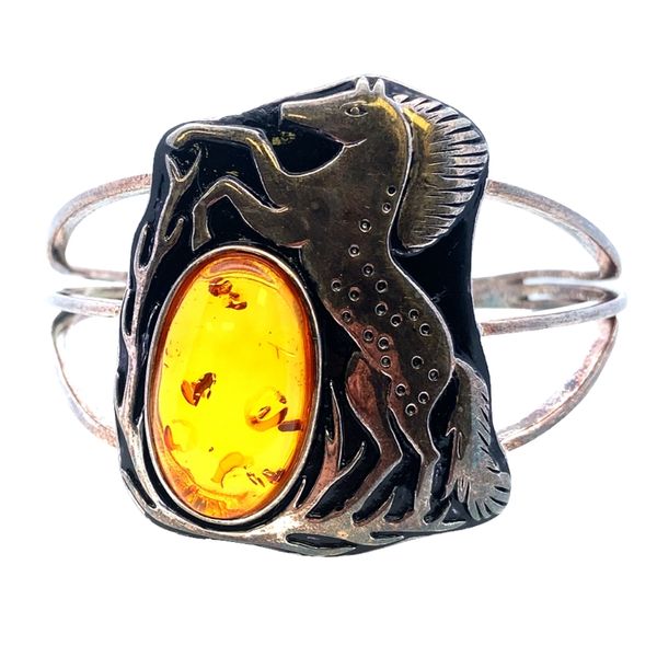 Sterling silver Amber Prancing Horse Vintage Disegn Cuff Graham Jewelers Wayzata, MN