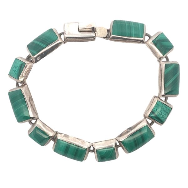 ESTATE Sterling Silver Malachite Inlay Bracelet Graham Jewelers Wayzata, MN
