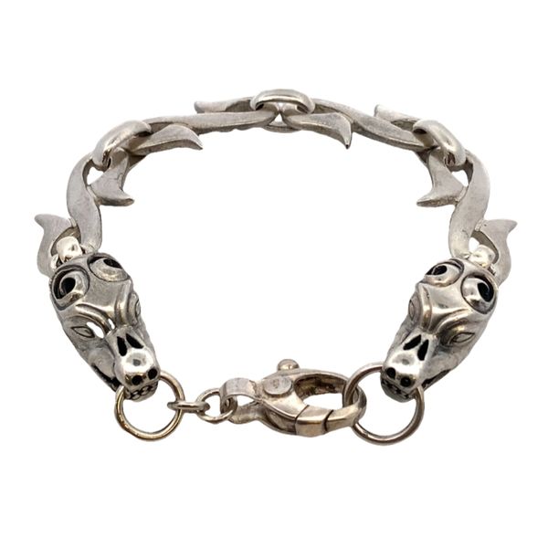 ESTATE 950 silver Twin-Head Wolf Chain Bracelet Graham Jewelers Wayzata, MN