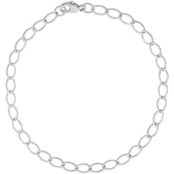 Rembrandt Charms Sterling Silver Petite Elongated Oval Link Classic Bracelet 7 inch Graham Jewelers Wayzata, MN