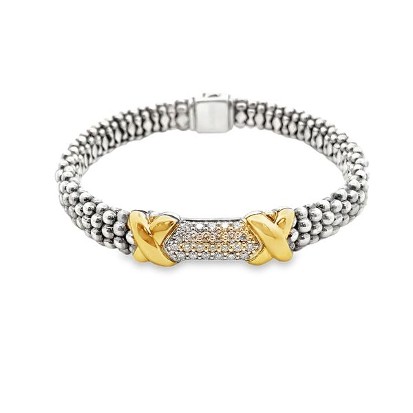 ESTATE Lagos 925/18ky Caviar bracelet with .87ctw VS GH diamonds Graham Jewelers Wayzata, MN
