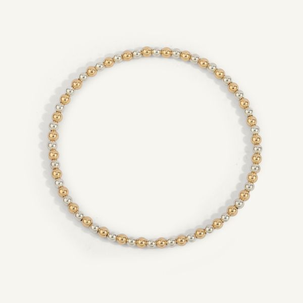 14kt Gold Filled & Sterling Silver Shine Bright Two Tone Bead Bracelet Graham Jewelers Wayzata, MN