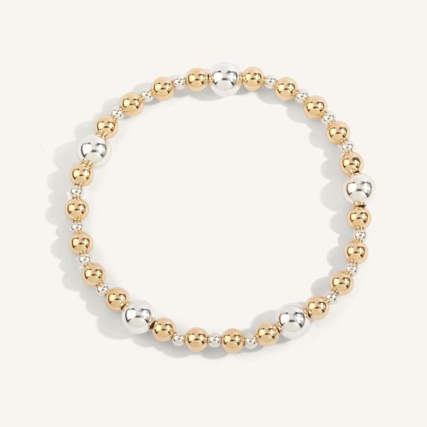 14k Gold Filled Sterling Silver Shine Bright Two Tone Bead Bracelet Graham Jewelers Wayzata, MN