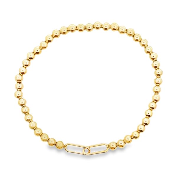 14kt Gold Filled Paperclip Accent 4mm Bead Bracelet Graham Jewelers Wayzata, MN