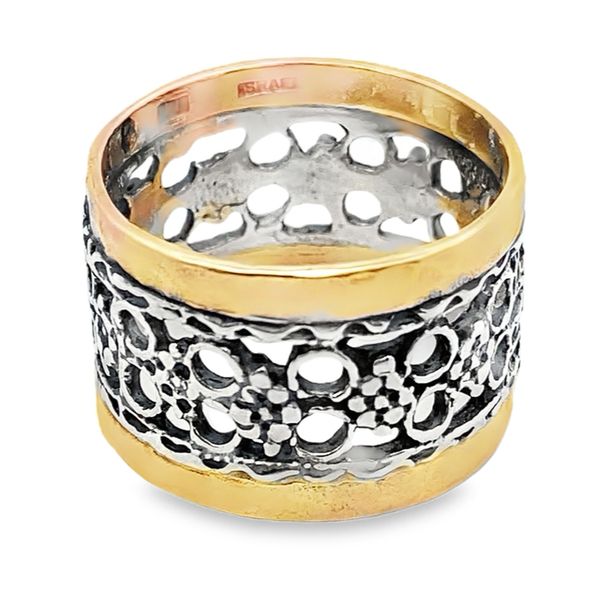 ESTATE Sterling silver/14ky Two-Tone Filigree Wide Band Graham Jewelers Wayzata, MN
