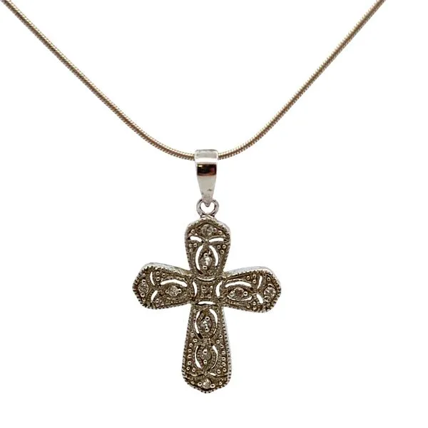 Sterling silver diamond filigree cross necklace Graham Jewelers Wayzata, MN