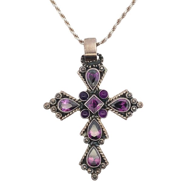 ESTATE Sterling silver Amethyst Gothic Cross necklace Graham Jewelers Wayzata, MN