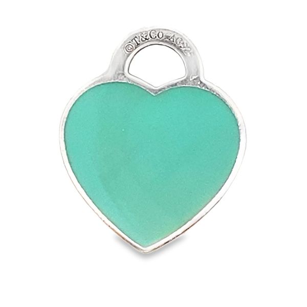 ESTATE Sterling Silver Tiffany & Co Blue Enamel Heart Tag Charm Graham Jewelers Wayzata, MN