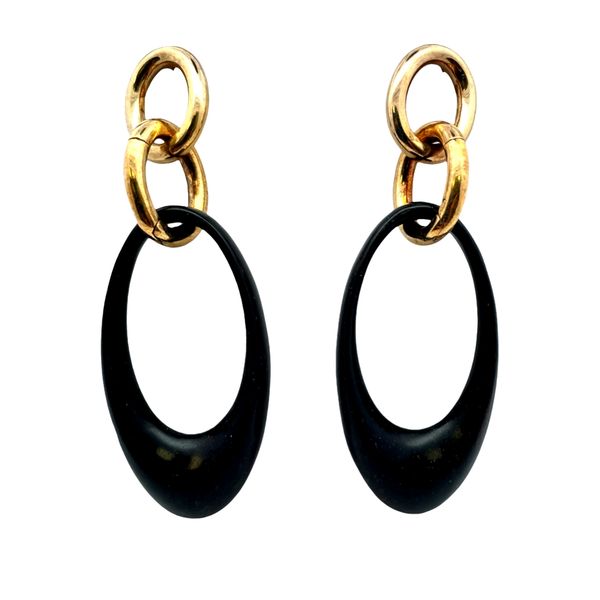 MICHELETTO silver 18kt gold plated ebony oval dangle earrings Graham Jewelers Wayzata, MN