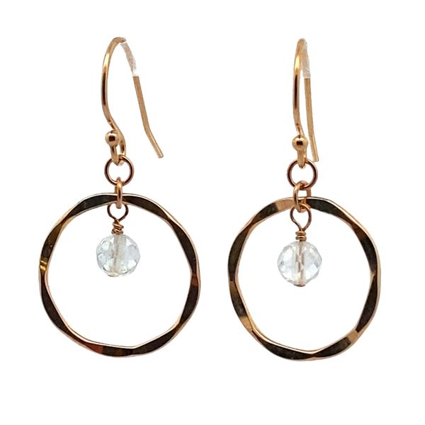 Gold filled white topaz hammered hoop earrings Graham Jewelers Wayzata, MN
