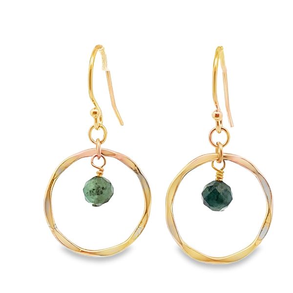 Gold filled emerald hammered hoop earrings Graham Jewelers Wayzata, MN