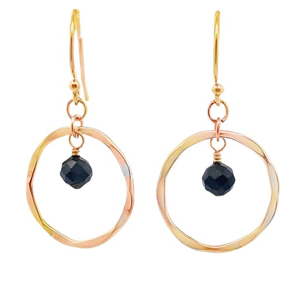 Gold filled sapphire hammered hoop earrings Graham Jewelers Wayzata, MN