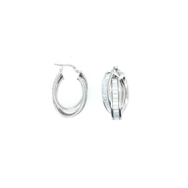 Sterling Silver  double loop glitter earrings Graham Jewelers Wayzata, MN
