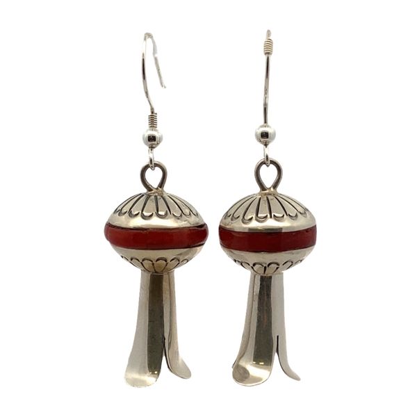 ESTATE Sterling Silver Navajo Coral Inlay Dangle Earrings Graham Jewelers Wayzata, MN