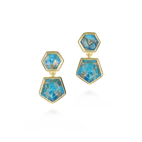 Jorge Revilla Geometric Earrings with Turquoise in SS & 18K Vermeil Graham Jewelers Wayzata, MN