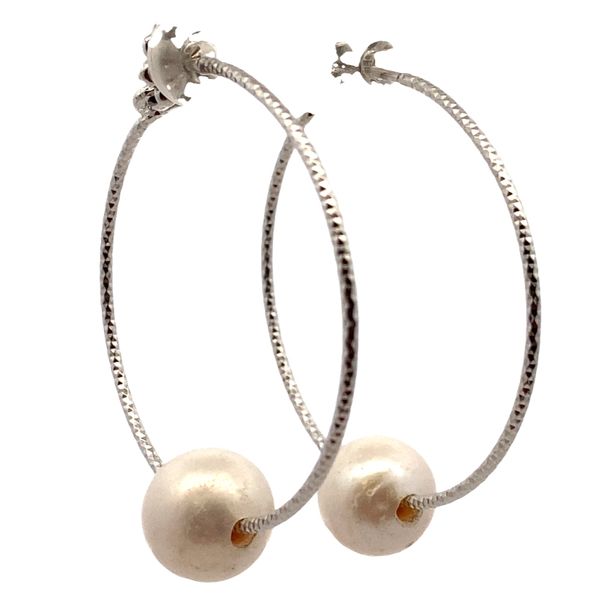 ESTATE Sterling Silver Baroque Pearl Hoop Earrings Graham Jewelers Wayzata, MN