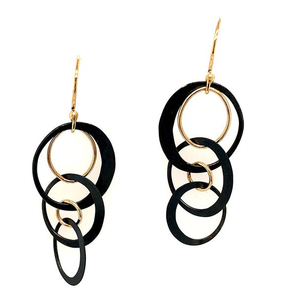 Toby Pomeroy 14k yellow Ecogold & matte black  EcoSilver Galaxy earrings short Graham Jewelers Wayzata, MN