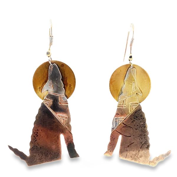 ESTATE Sterling Silver Howling Wolf Dangle Earrings Graham Jewelers Wayzata, MN