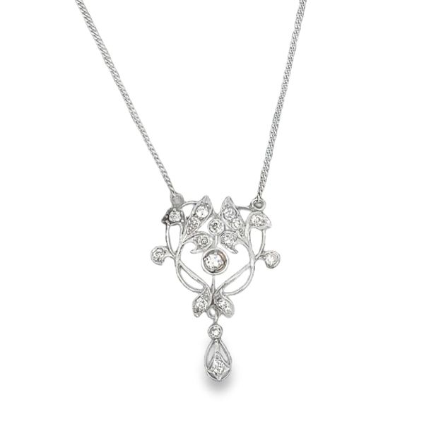 ESTATE 14Ky/Plat Art Nouveau 1ctw SI F/G Old Mine necklace Graham Jewelers Wayzata, MN