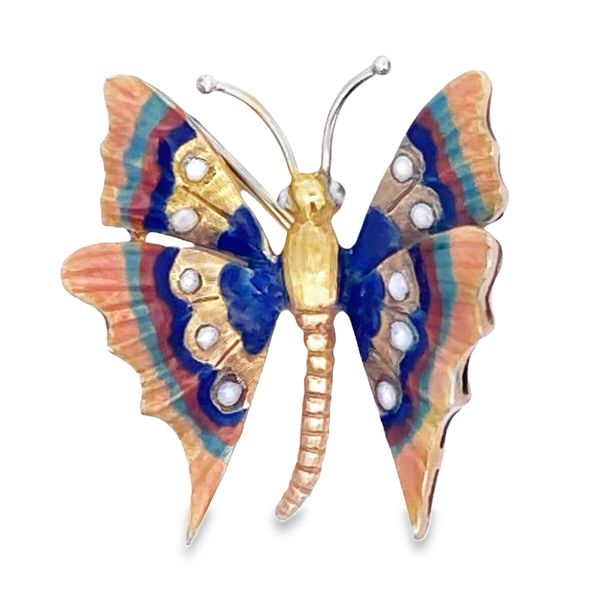 ESTATE 18ky vintage enamel butterfly brooch Graham Jewelers Wayzata, MN