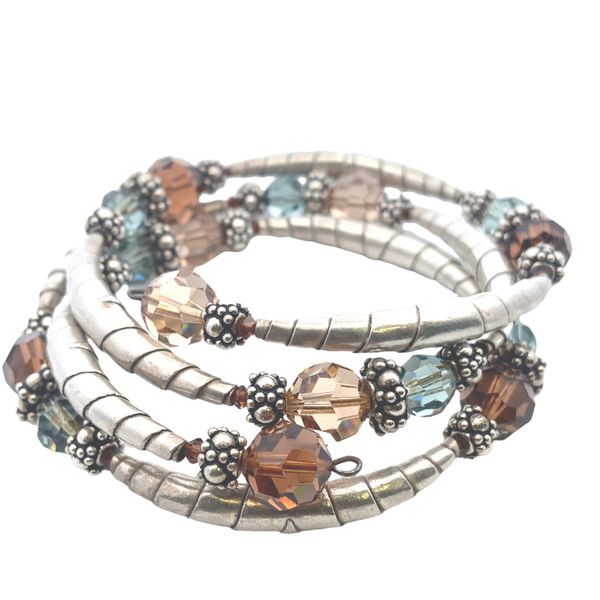 ESTATE Smoky quartz Swarovski crystal wrap Silver bracelet Graham Jewelers Wayzata, MN