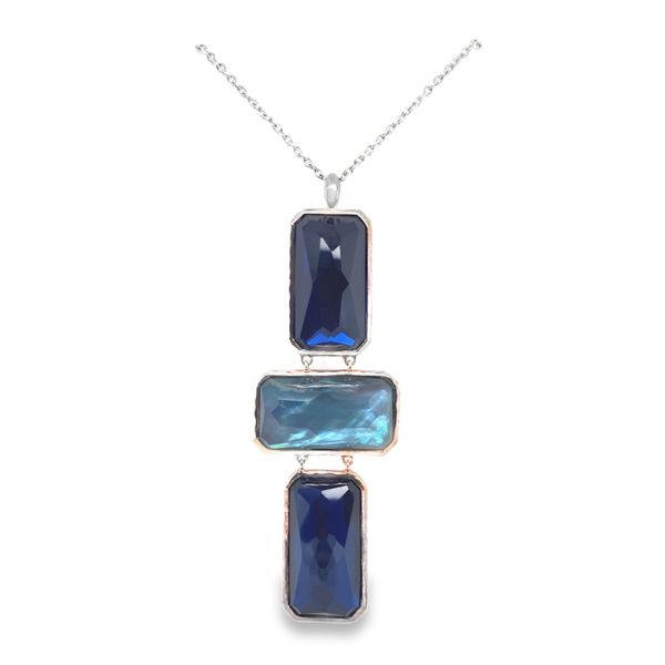 ESTATE  IPPOLITA Wonderland 3 rectangle-cut Quartz MOP/Pyrite Silver pendant 20