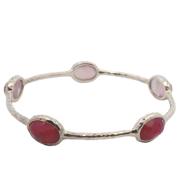 ESTATE 925 Sterling silver IPPOLITA Rock Candy 5 Ruby Quratz MOP Doublet station bracelet Graham Jewelers Wayzata, MN