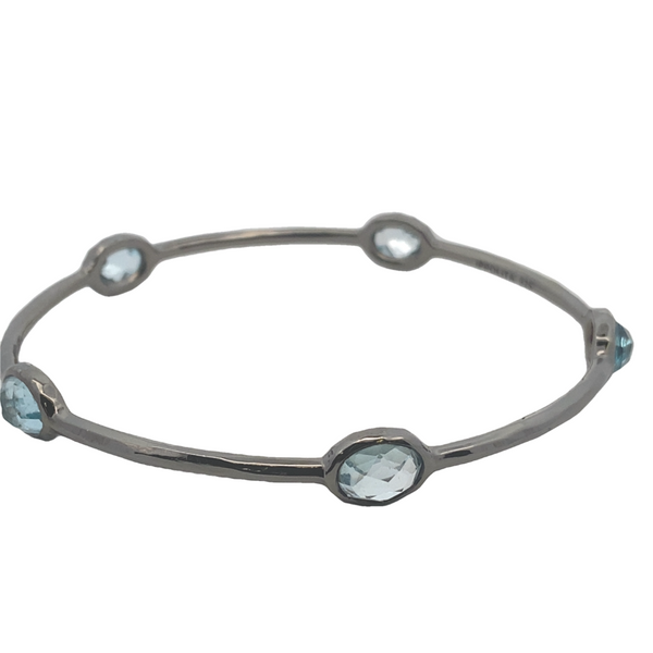ESTATE IPPOLITA Rock Candy Gunmetal 5 Blue Topaz silver bangle Graham Jewelers Wayzata, MN