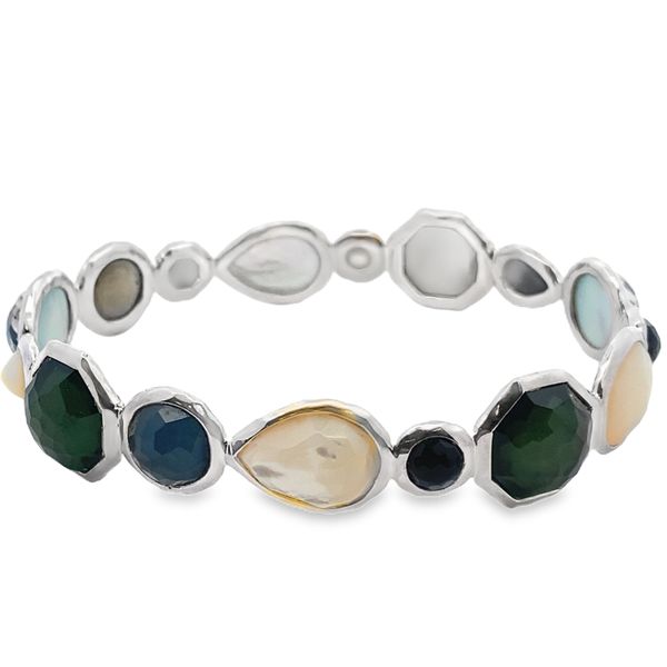 ESTATE IPPOLITA Rock Candy Onyx/ Green-blue Quartz/ Hematite/MOP Silver bracelet Graham Jewelers Wayzata, MN