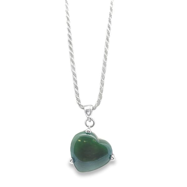 ESTATE Sterling silver Jadeite heart pendant necklace Graham Jewelers Wayzata, MN