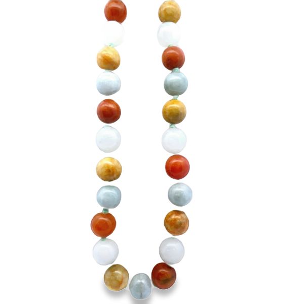 ESTATE 14ky multicolor Agate beads necklace 24
