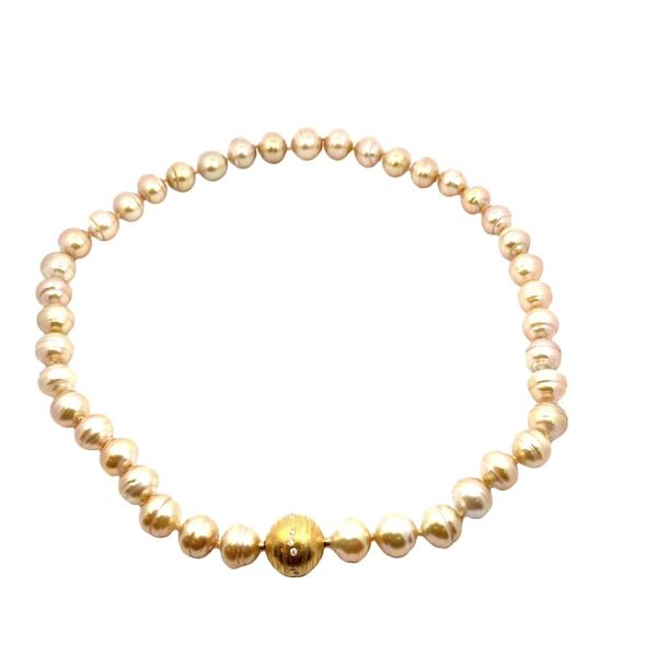 ESTATE 18ky  .18ctw dia Golden South Sea Pearl Necklace Graham Jewelers Wayzata, MN
