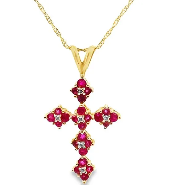 14ky Ruby and diamond Cross necklace Graham Jewelers Wayzata, MN