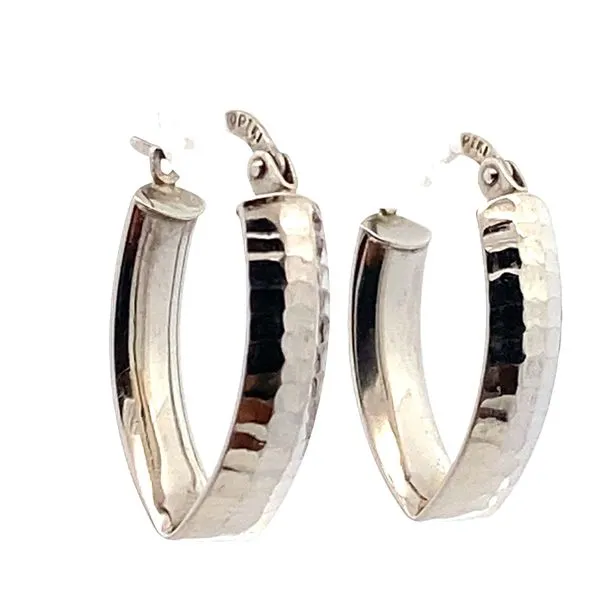 Platinum Oblong Textured hoop earrings Graham Jewelers Wayzata, MN