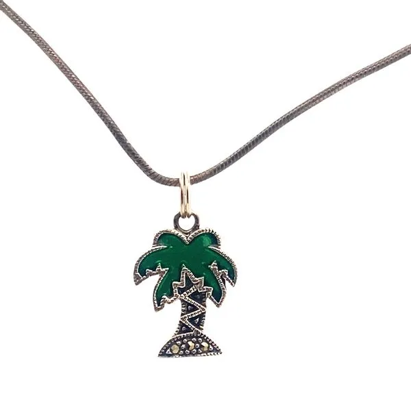 Silver Green Enamel palm Tree Graham Jewelers Wayzata, MN