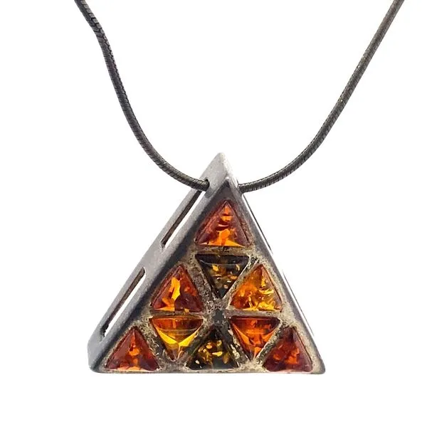 Orangy Yellow Amber Trillion Pendant in Silver necklace Graham Jewelers Wayzata, MN