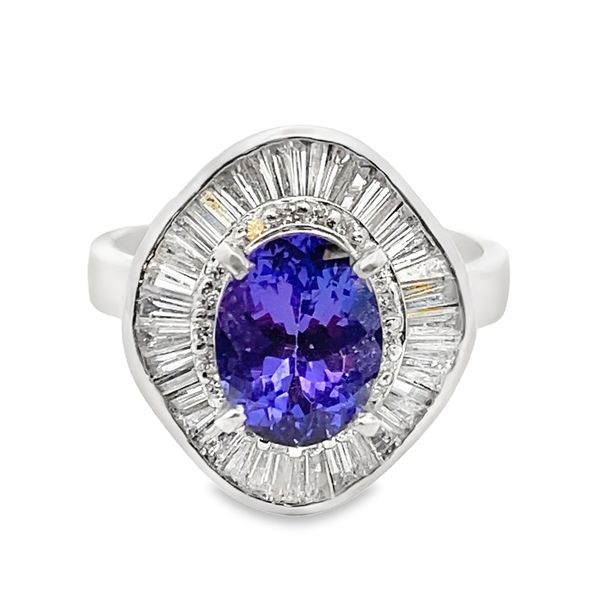 ESTATE Platinum 2.5ct aprox tanzanite & Diamond Ballerina ring Graham Jewelers Wayzata, MN