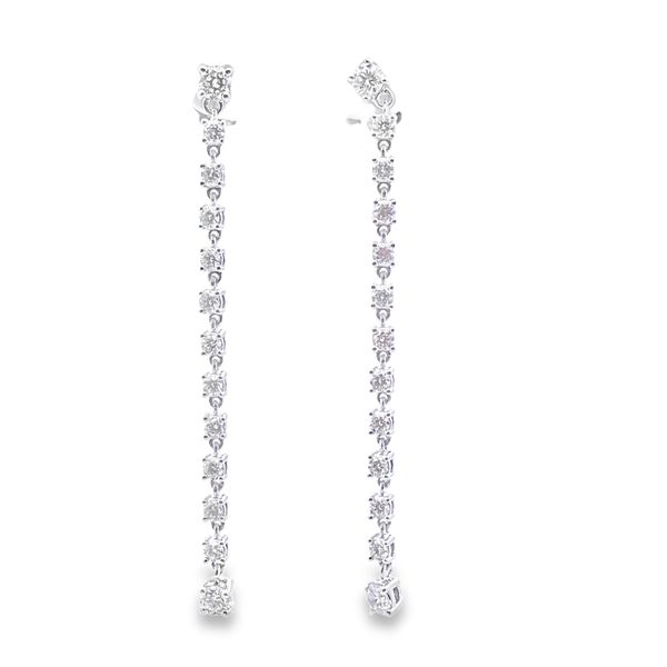White Gold Dangle Earrings with Round Brilliant Diamonds Graham Jewelers Wayzata, MN