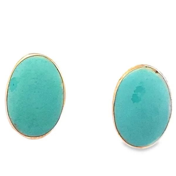 Silver Oval cabochons Turquoise earrings Graham Jewelers Wayzata, MN