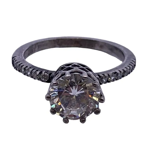 Silver Engagement Ring with Round Brilliant Cut Stone Graham Jewelers Wayzata, MN